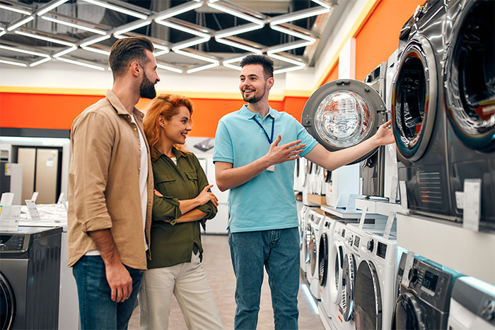 Couple at appliance store