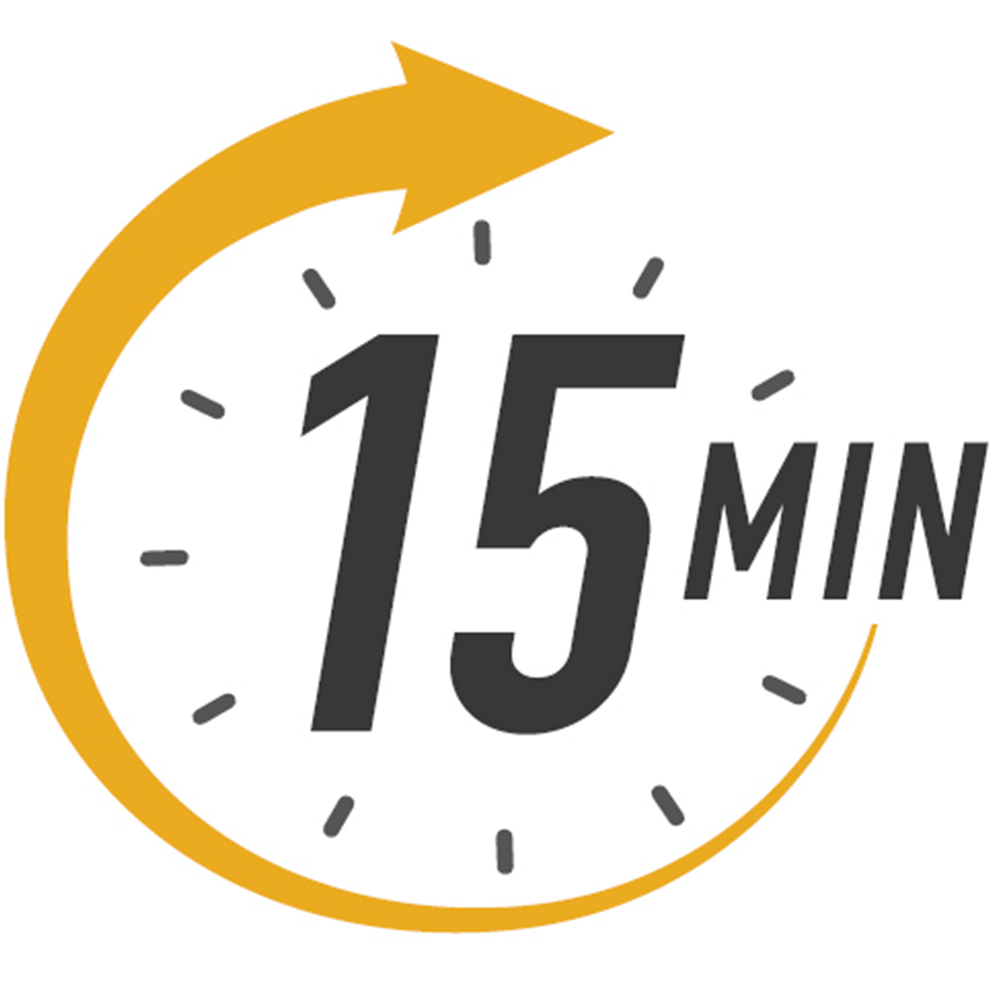 yellow 15 minutes clock