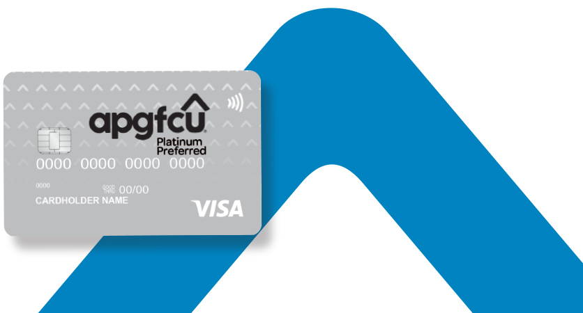 Platinum Preferred Visa Card with blue arrow