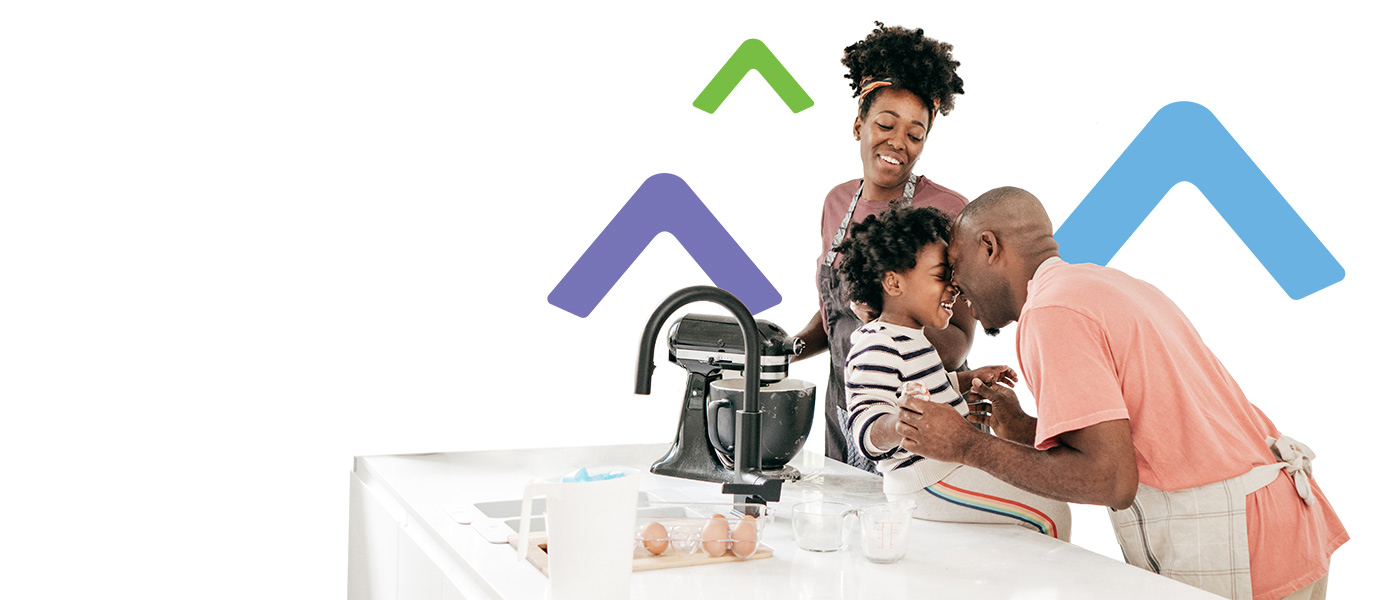 family in kitchen