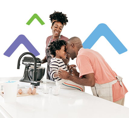 family in kitchen