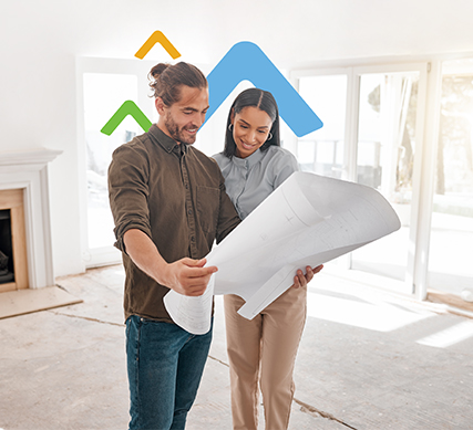 man and woman renovating home