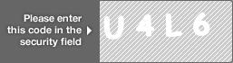 captcha code for visual authentication  letter U number 4 letter L number 6