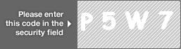 captcha code for visual authentication  letter P number 5 letter W number 7