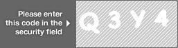 captcha code for visual authentication  letter Q number 3 letter Y number 4