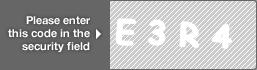 captcha code for visual authentication  letter E number 3 letter R number 4