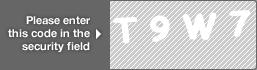 captcha code for visual authentication  letter T number 9 letter W number 7