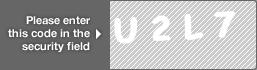 captcha code for visual authentication  letter U number 2 letter L number 7